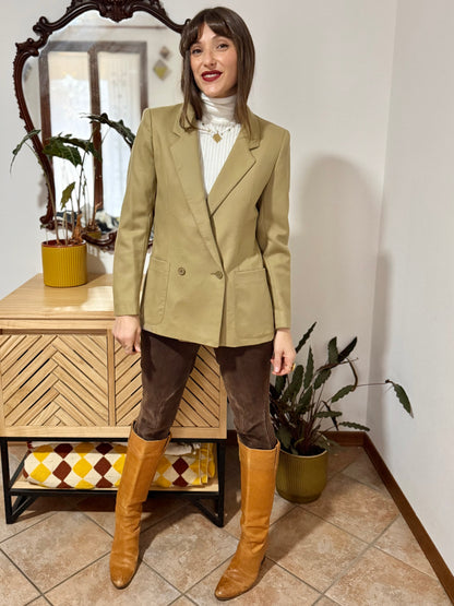 1970's vintage tailored fit khaki wool blazer