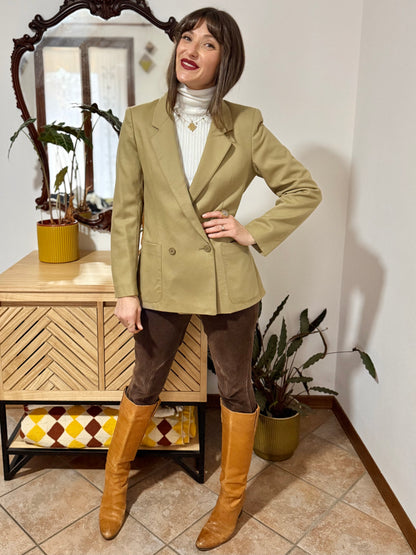 1970's vintage tailored fit khaki wool blazer