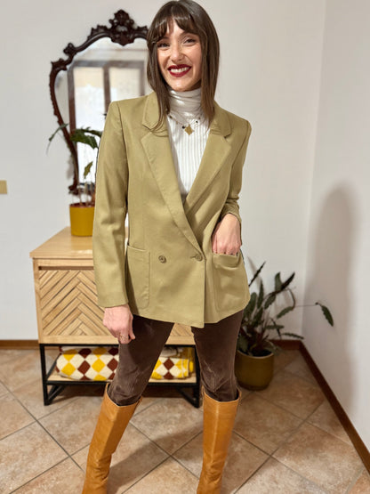 1970's vintage tailored fit khaki wool blazer