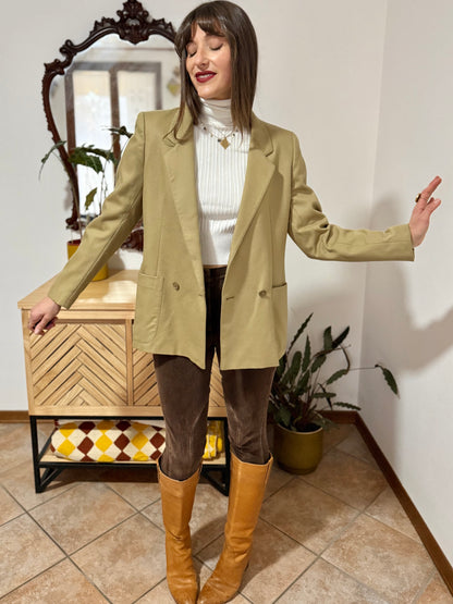 1970's vintage tailored fit khaki wool blazer
