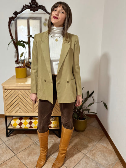 1970's vintage tailored fit khaki wool blazer