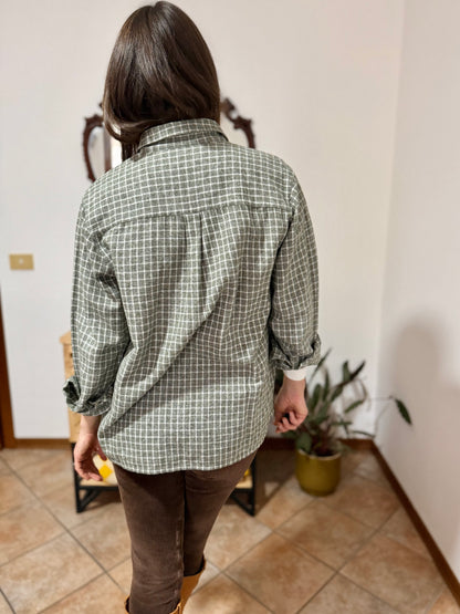 1990's vintage love green and cream plaid flannel shirt