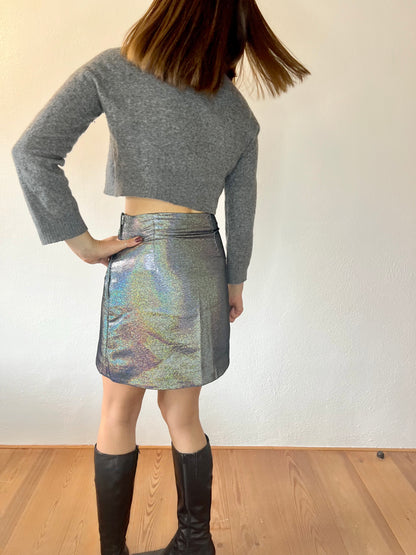 Silver rainbow metallic mini skirt