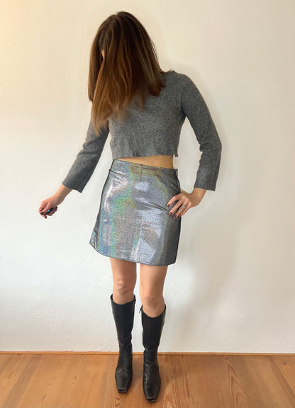 Silver rainbow metallic mini skirt