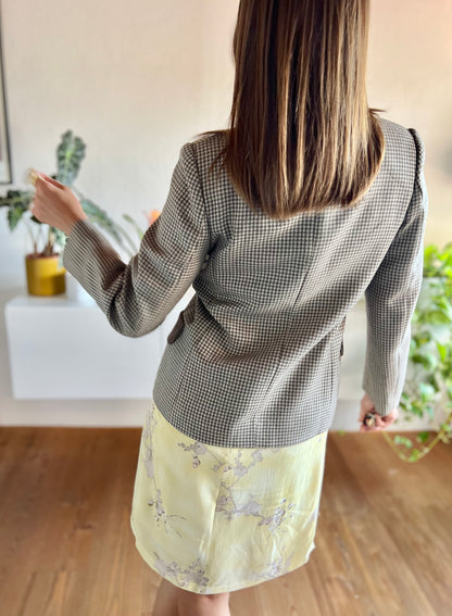 1990's vintage chocolate brown and cream houndstooth blazer