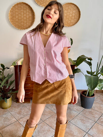 1990's vintage red and white stripe cotton shirt