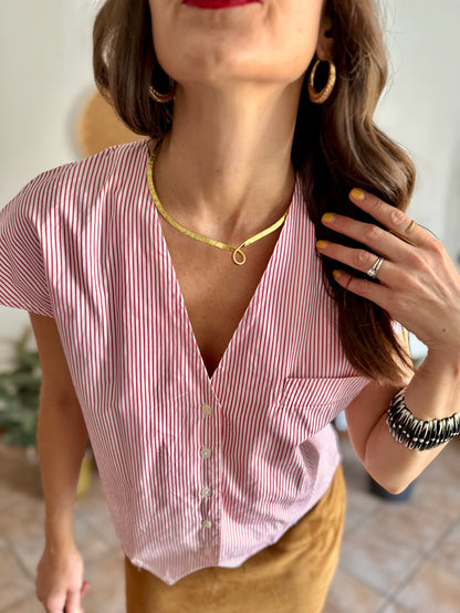 1990's vintage red and white stripe cotton shirt