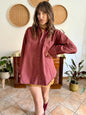 1990's vintage oversize burgundy denim shirt