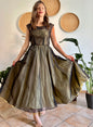 1950's custom made butter yellow and black tulle midi dress