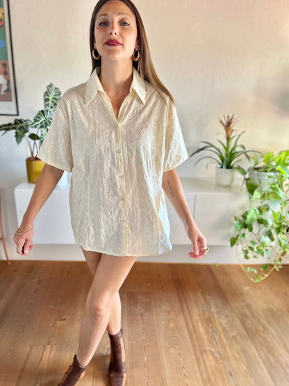 1990's vintage cream eyelet blouse