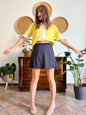1990's vintage black satin mini wrap skirt