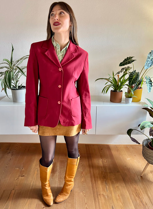 1990's vintage dark red structured blazer
