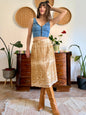 1960's vintage champagne and gold textured irridescent midi skirt