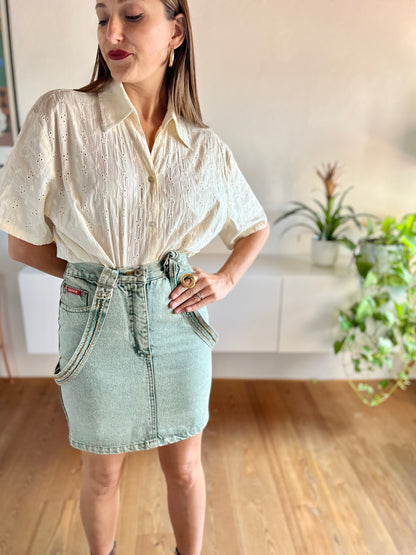 1990's vintage cream eyelet blouse