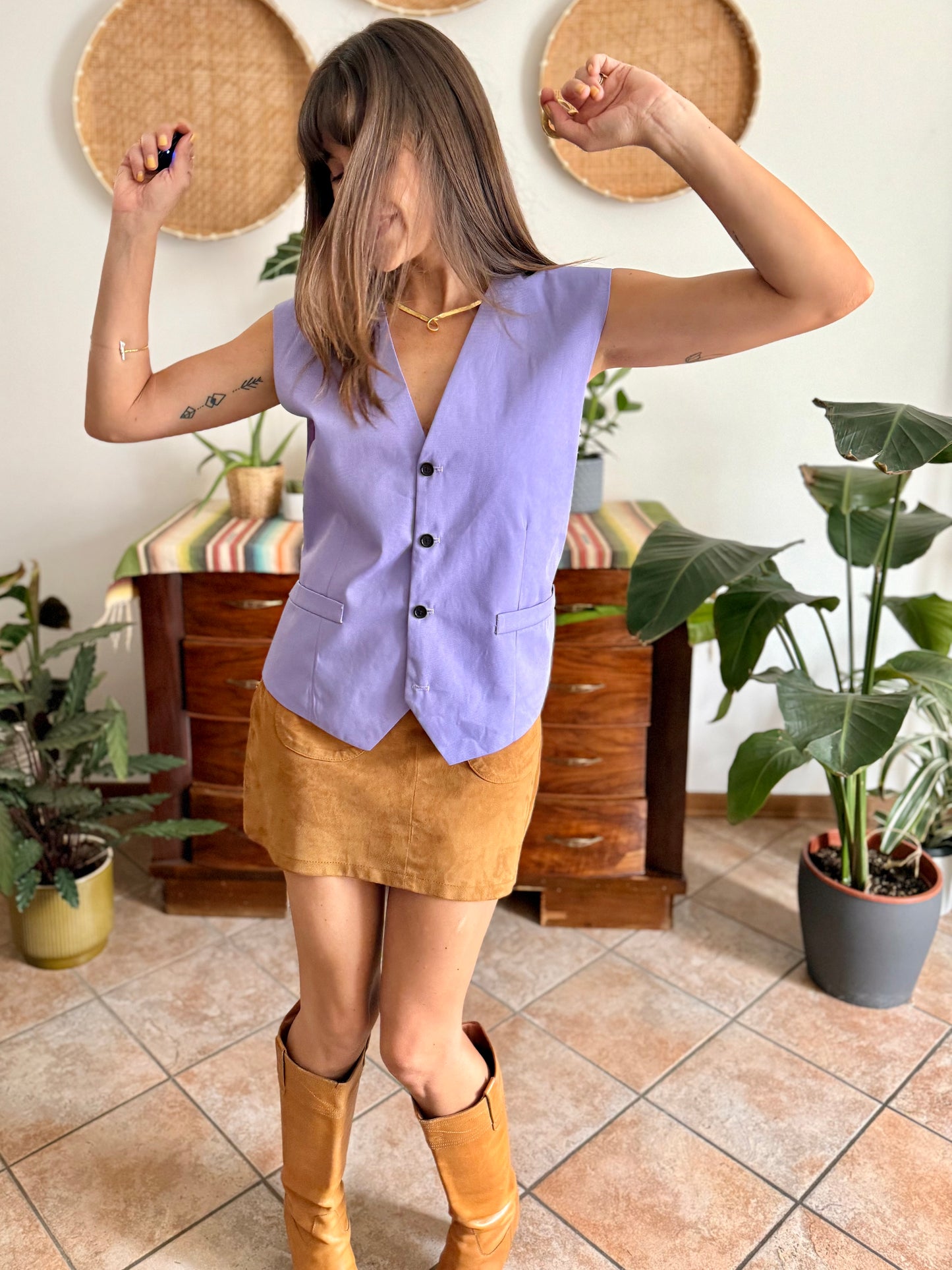 1970's vintage lilac oversize vest