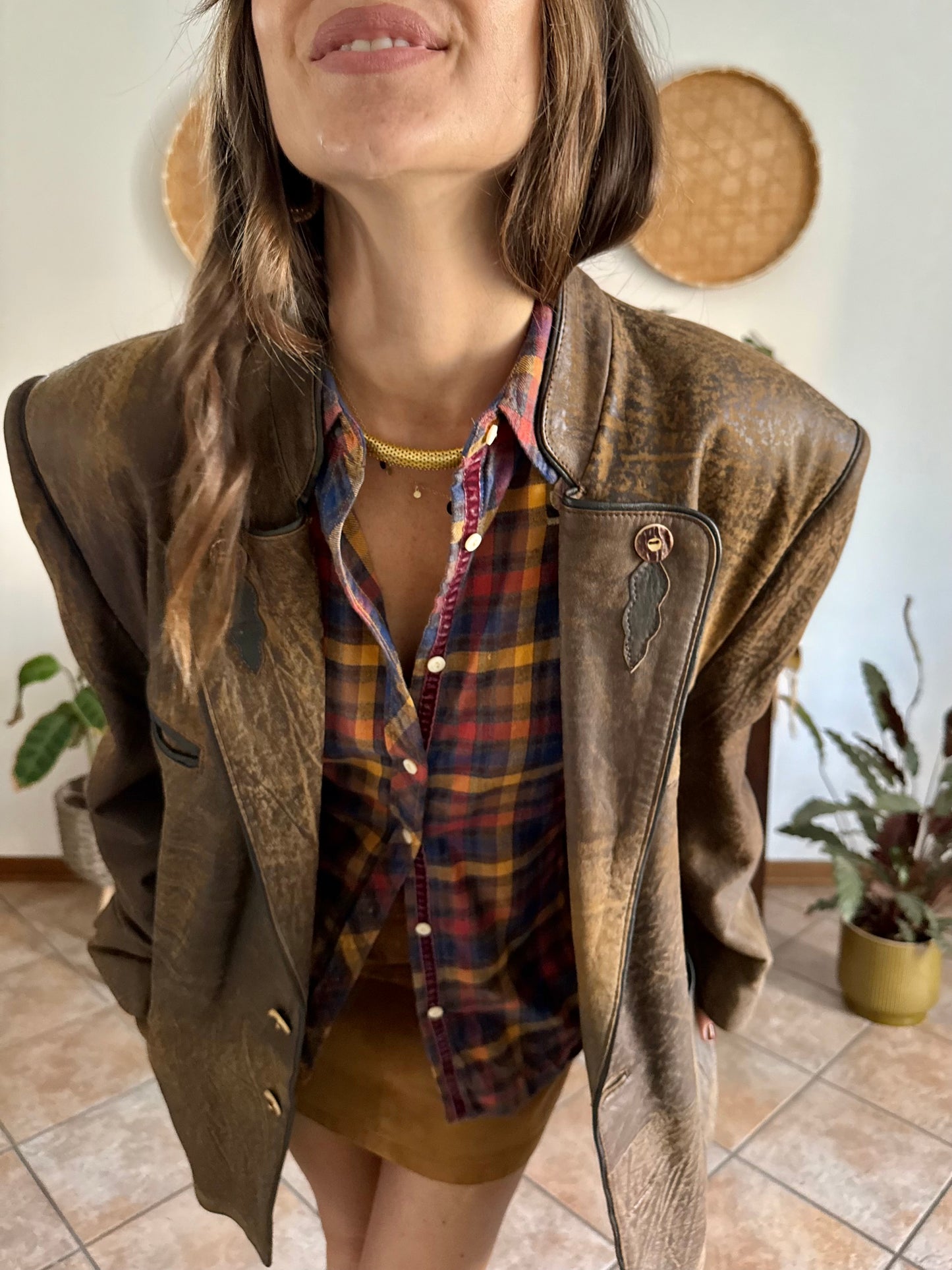 1970's vintage chocolate brown trachten style leather coat