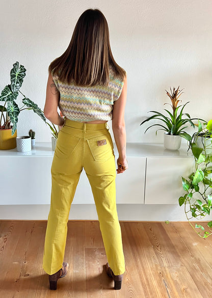 1970's vintage high waisted chartreuse trousers