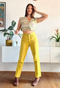 1970's vintage high waisted chartreuse trousers