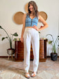 1990's vintage high waisted white linen trousers