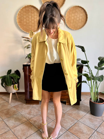 1970's vintage yellow faux suede oversize jacket