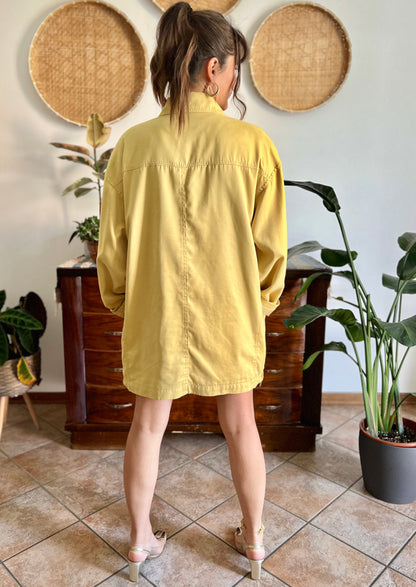 1970's vintage yellow faux suede oversize jacket