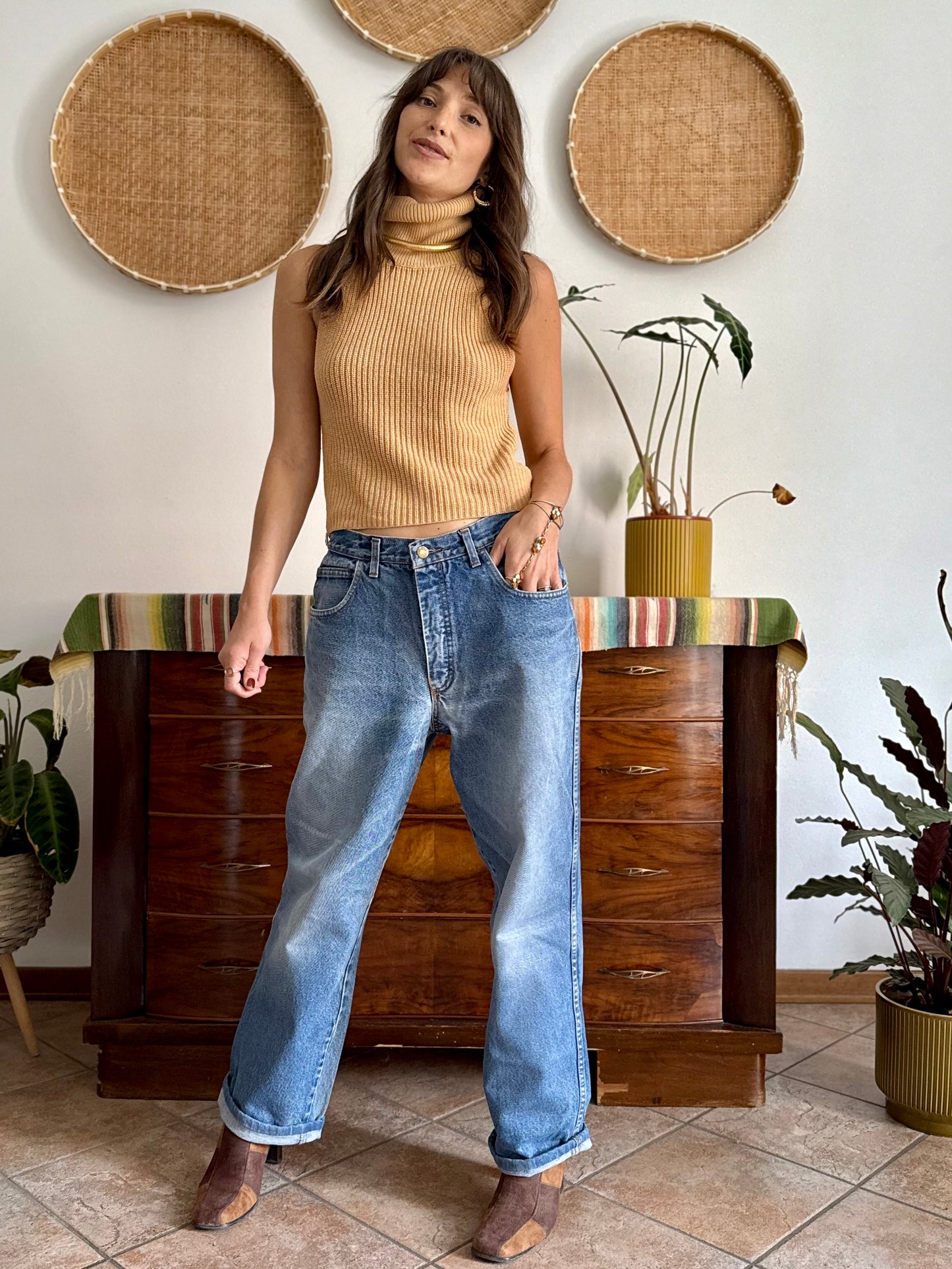 1990'vintage light blue boyfriend fit denim jeans