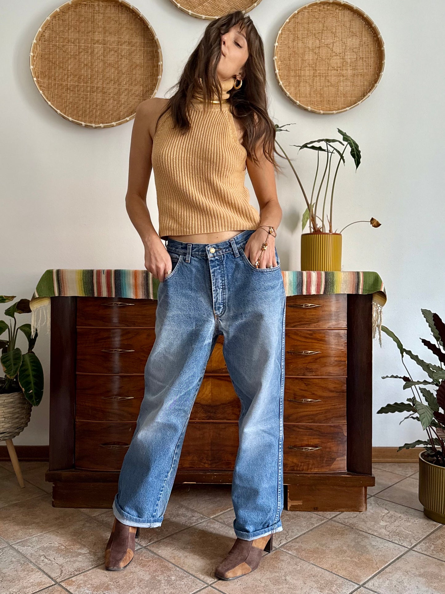 1990'vintage light blue boyfriend fit denim jeans