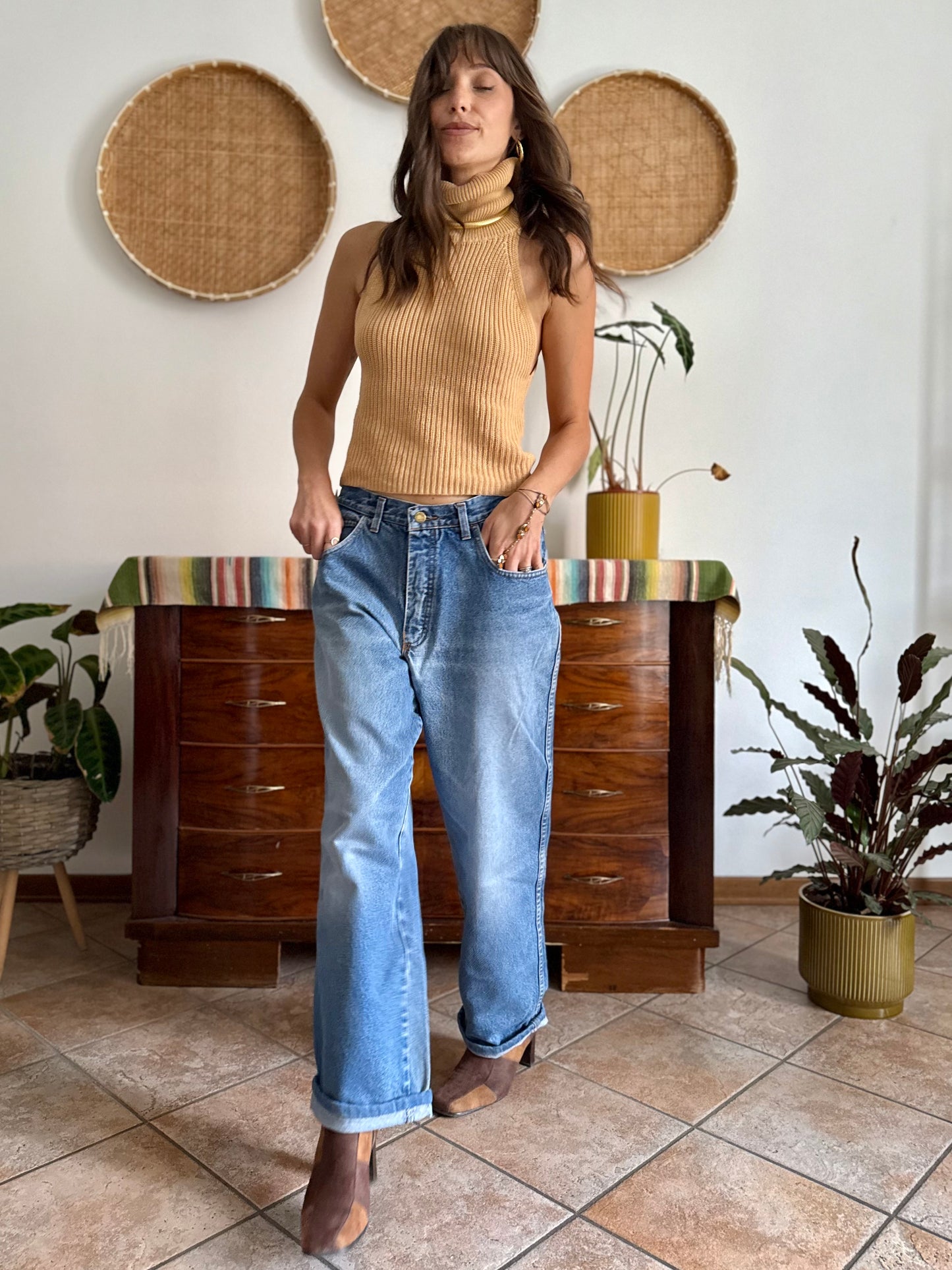 1990'vintage light blue boyfriend fit denim jeans