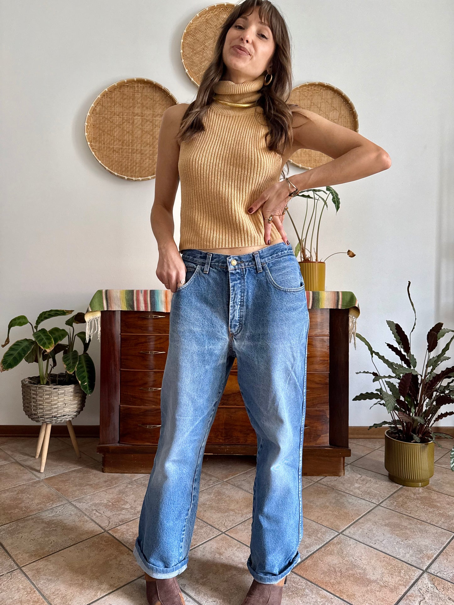 1990'vintage light blue boyfriend fit denim jeans