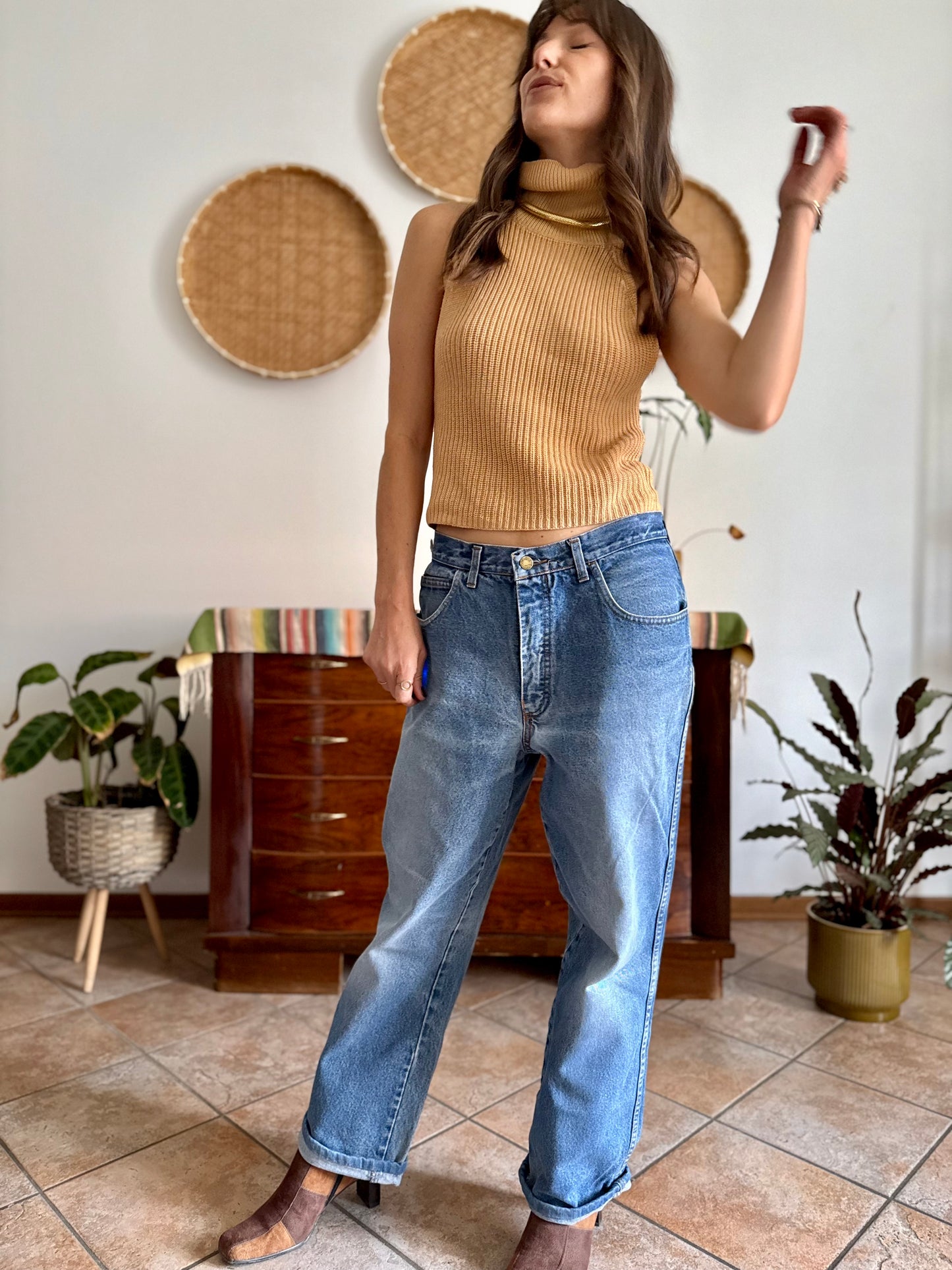 1990'vintage light blue boyfriend fit denim jeans
