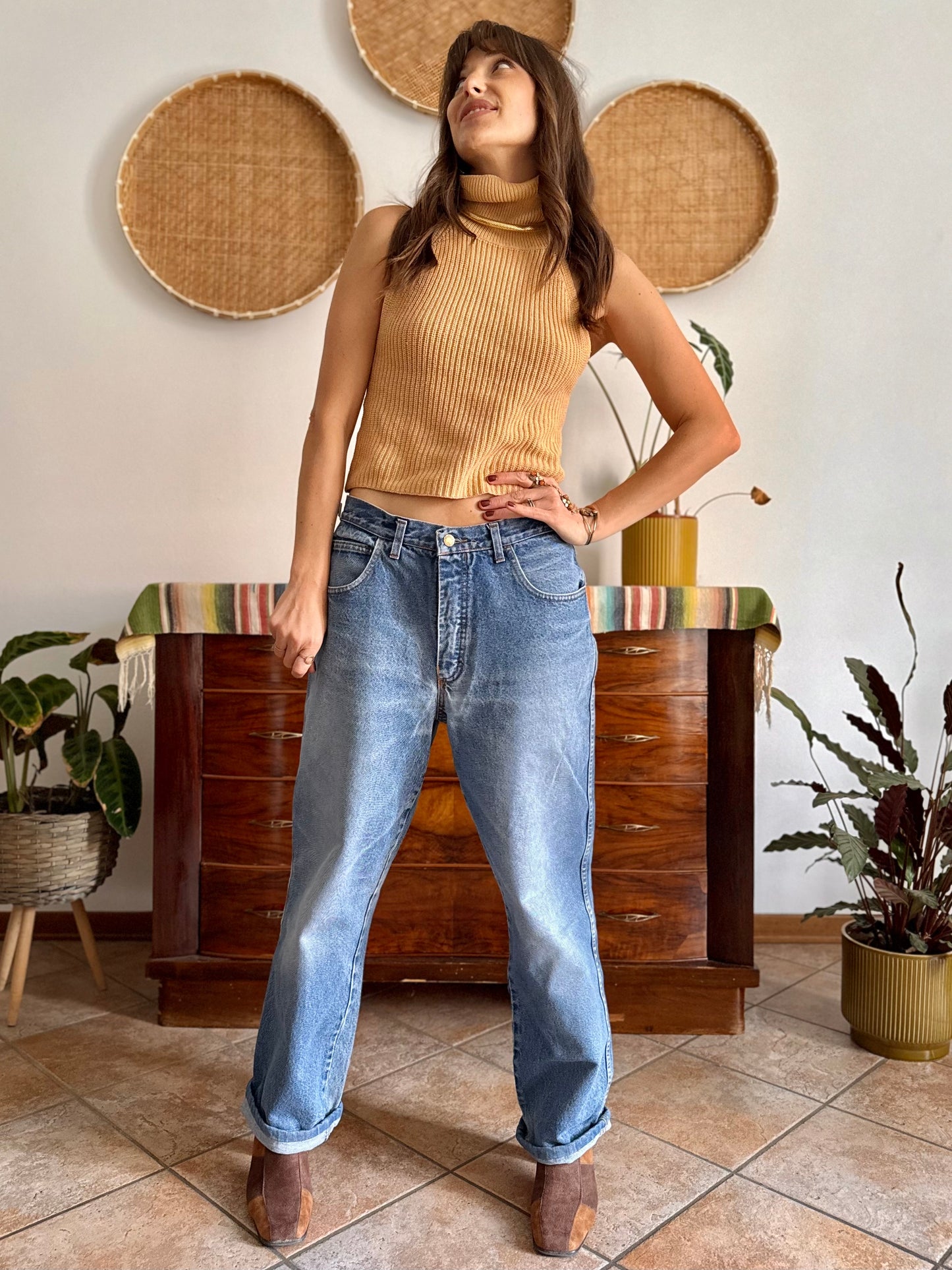 1990'vintage light blue boyfriend fit denim jeans