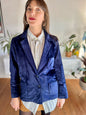 1970's vintage cobalt blue velvet blazer