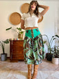 1970's vintage, turquoise, brown and black floral and botanical print midi skirt