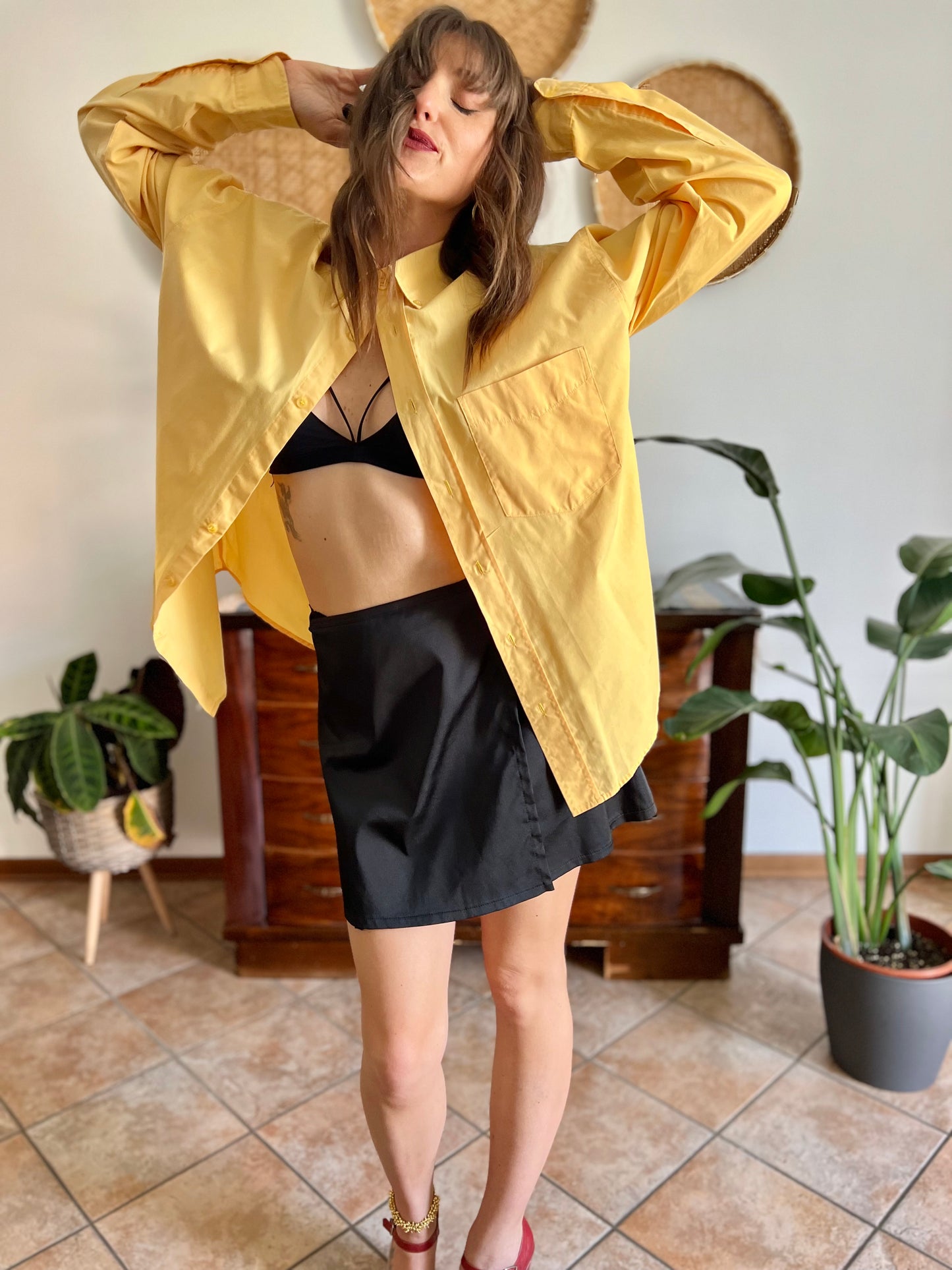 1990's vintage yellow oversize button down shirt