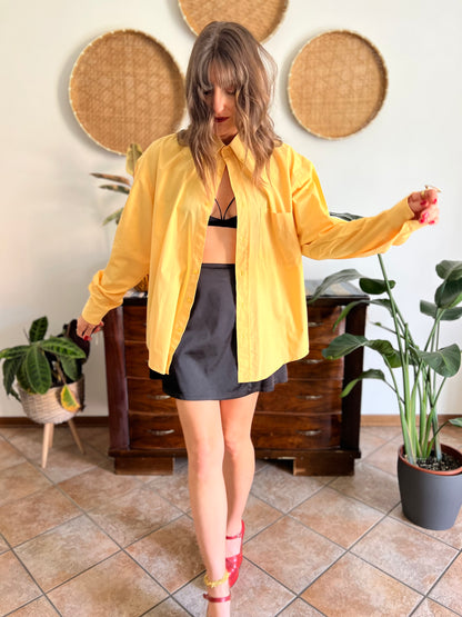 1990's vintage yellow oversize button down shirt