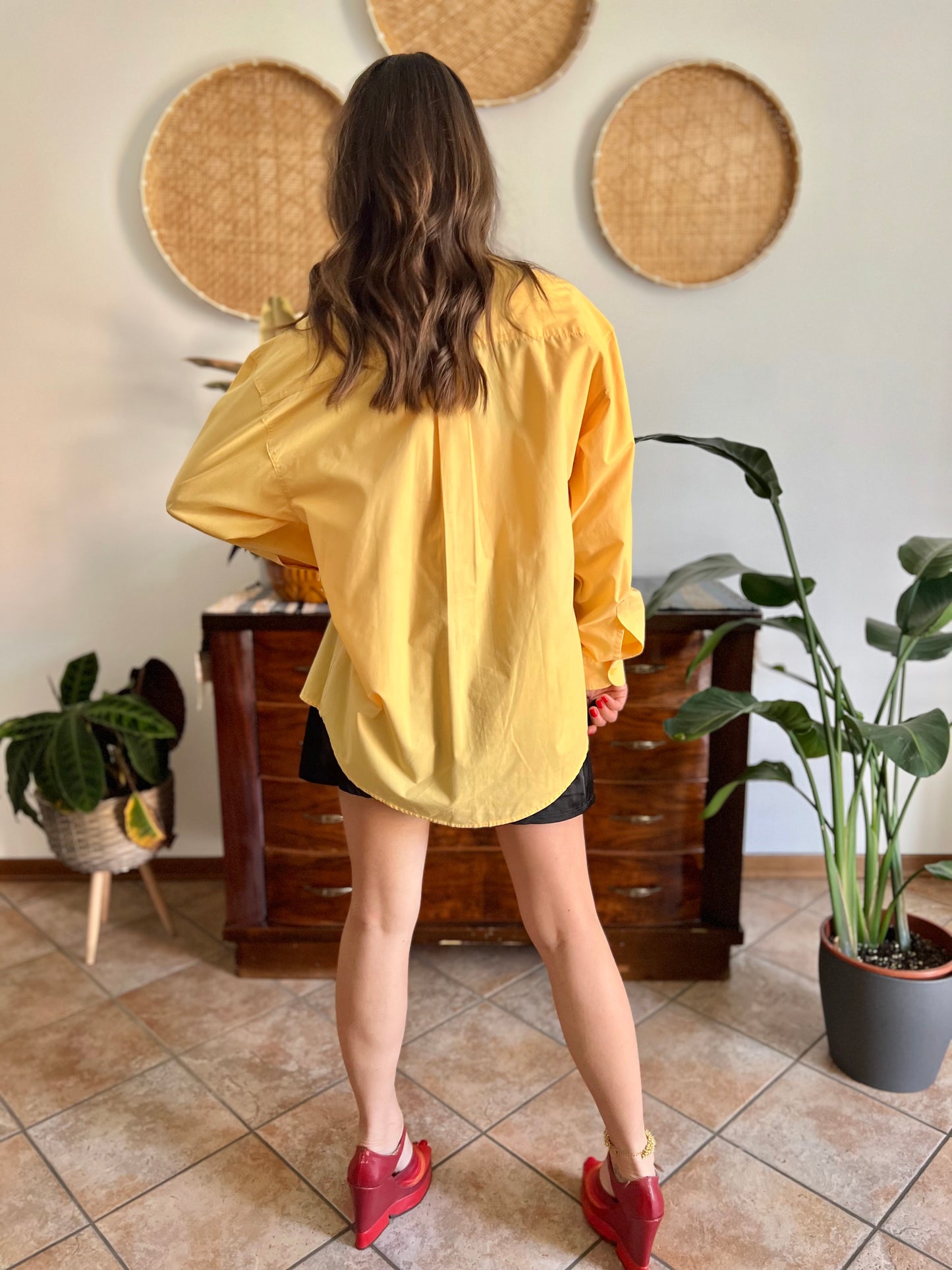 1990's vintage yellow oversize button down shirt