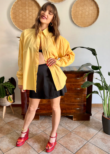 1990's vintage yellow oversize button down shirt