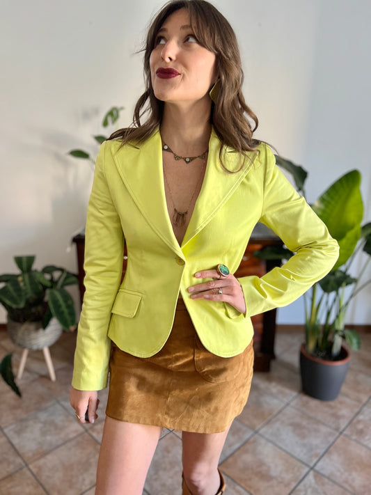 1990's vintage citron green fitted blazer