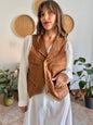 1970's vintage camell leather western vest