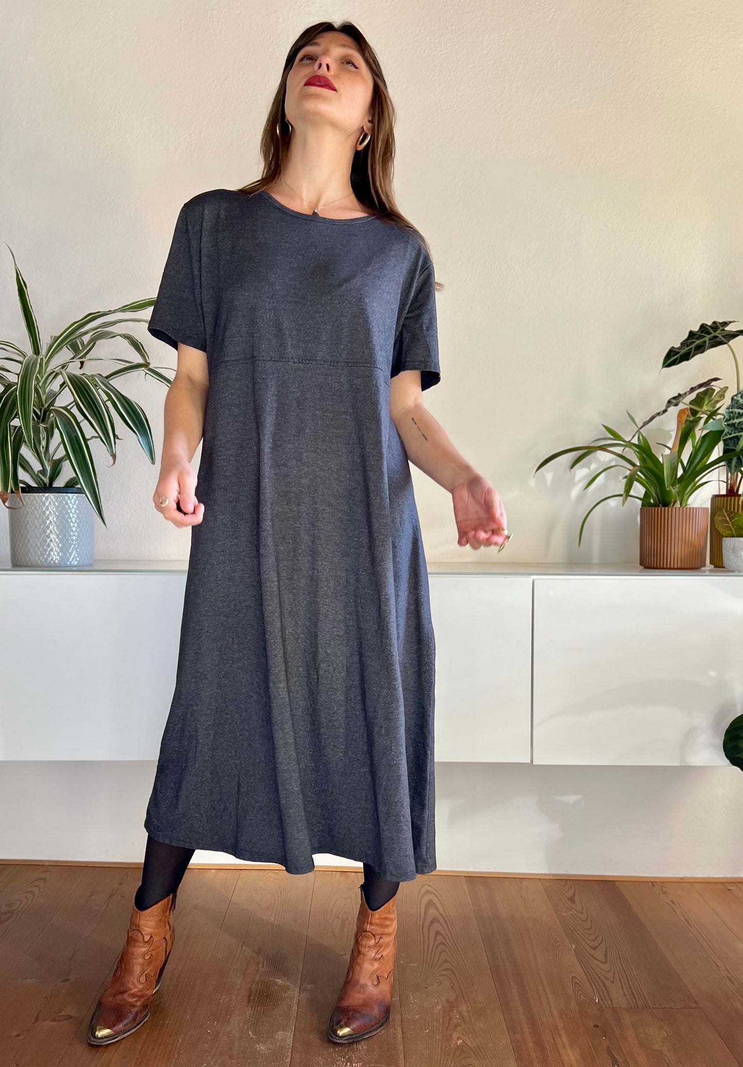 1990's vintage oversize grey maxi dress