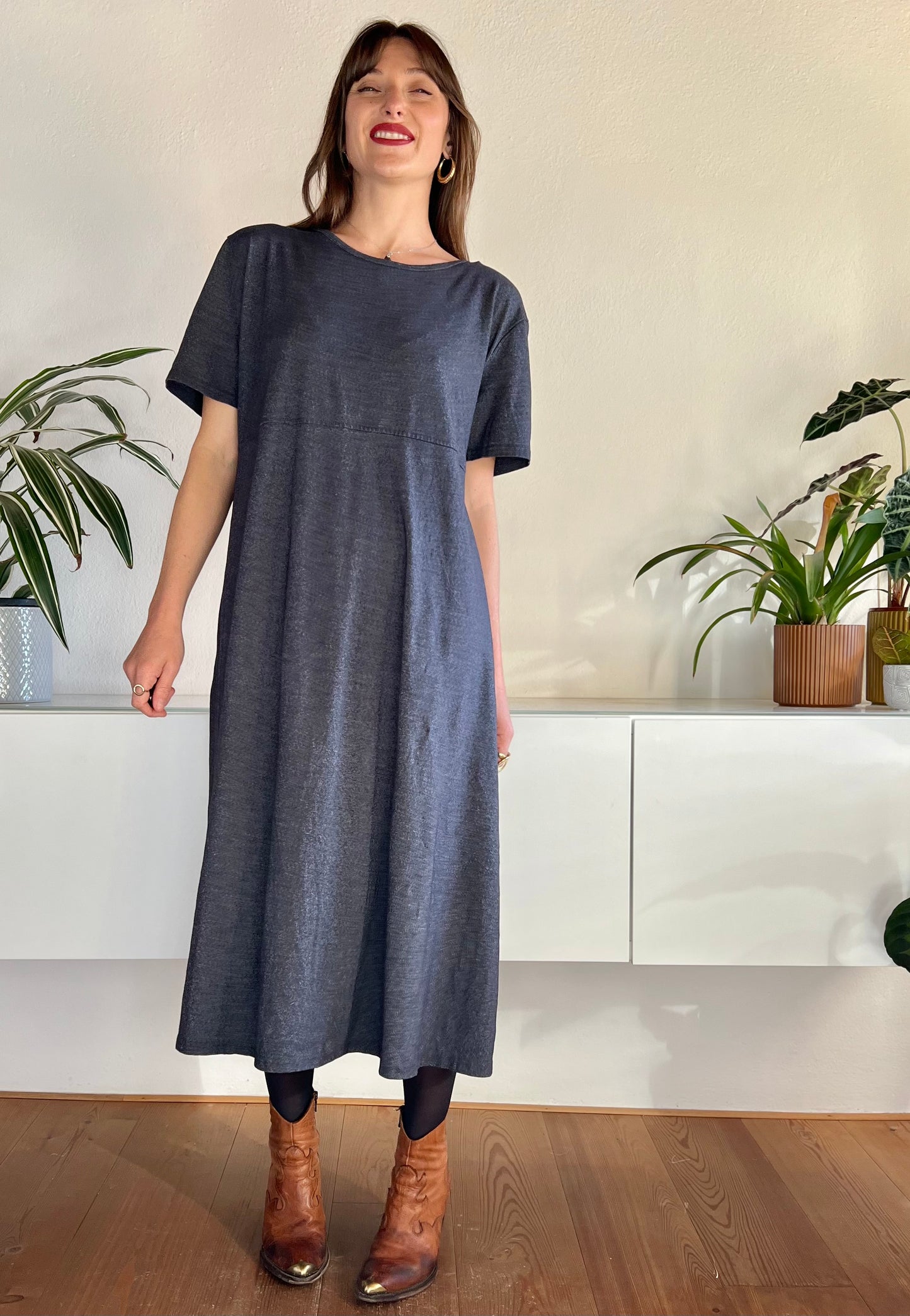 1990's vintage oversize grey maxi dress