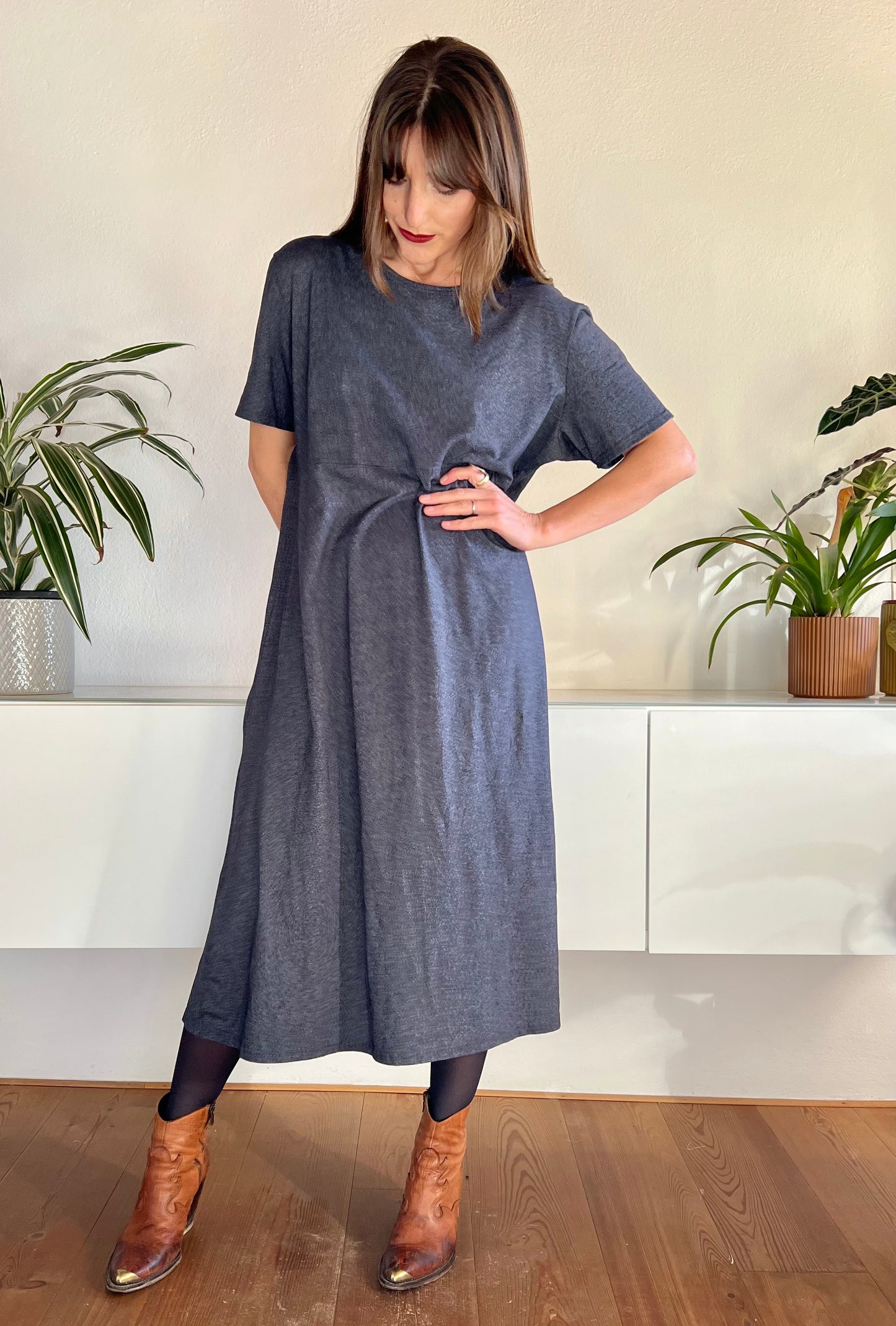 1990's vintage oversize grey maxi dress