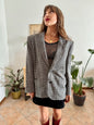 1970's vintage oversize black and cream wool houndstooth tweed blazer