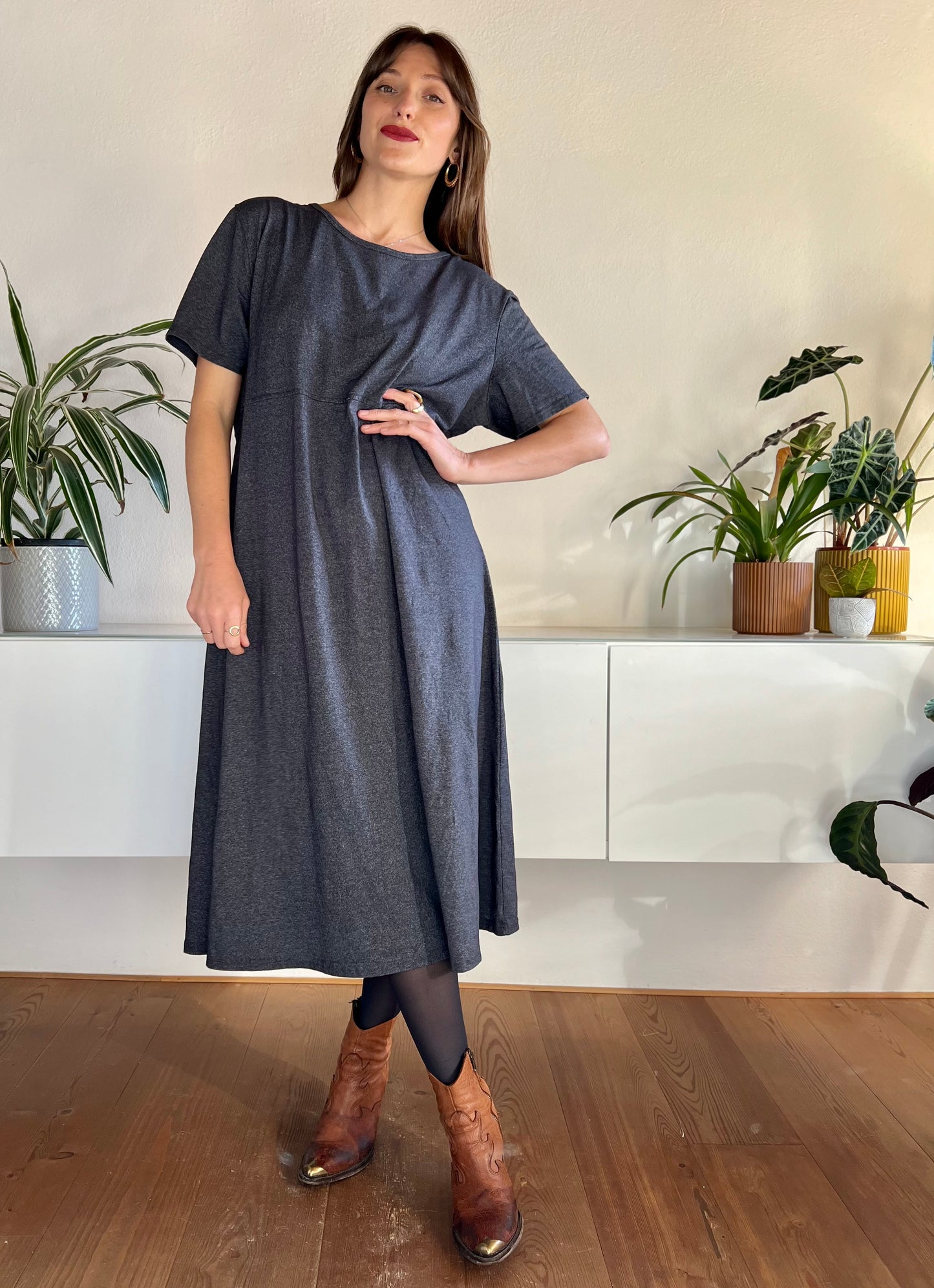 1990's vintage oversize grey maxi dress