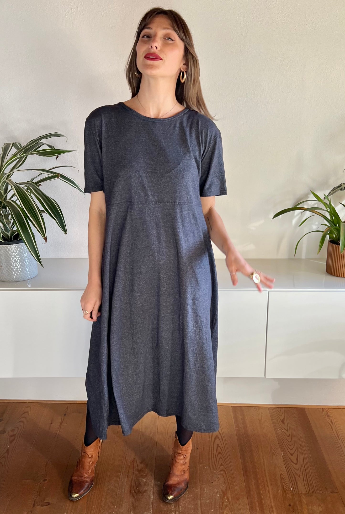 1990's vintage oversize grey maxi dress