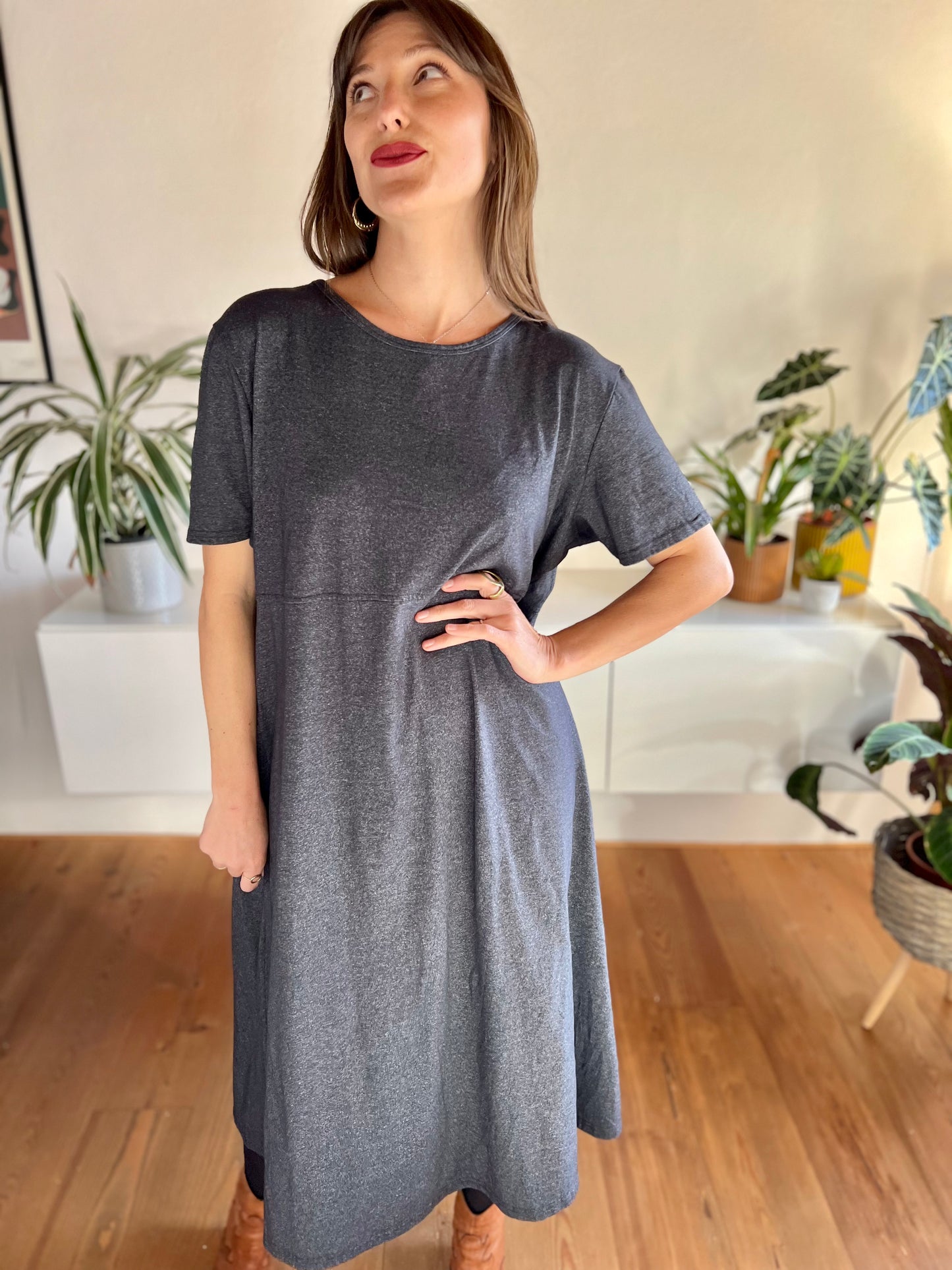 1990's vintage oversize grey maxi dress