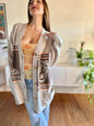 1980's vintage oatmeal and peach stripe oversize wool cardigan