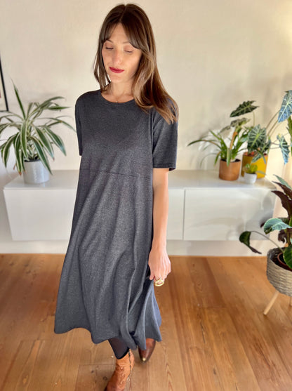 1990's vintage oversize grey maxi dress