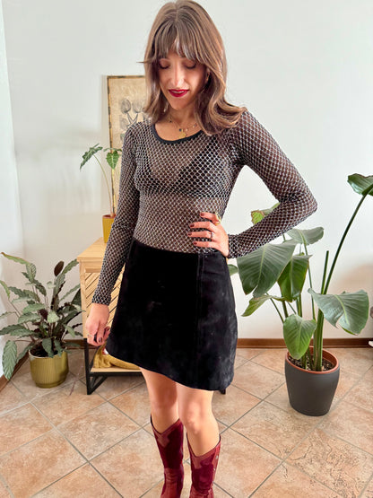 1990's vintage black and white textured woven sheer top