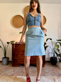 1970’s vintage light wash denim midi skirt